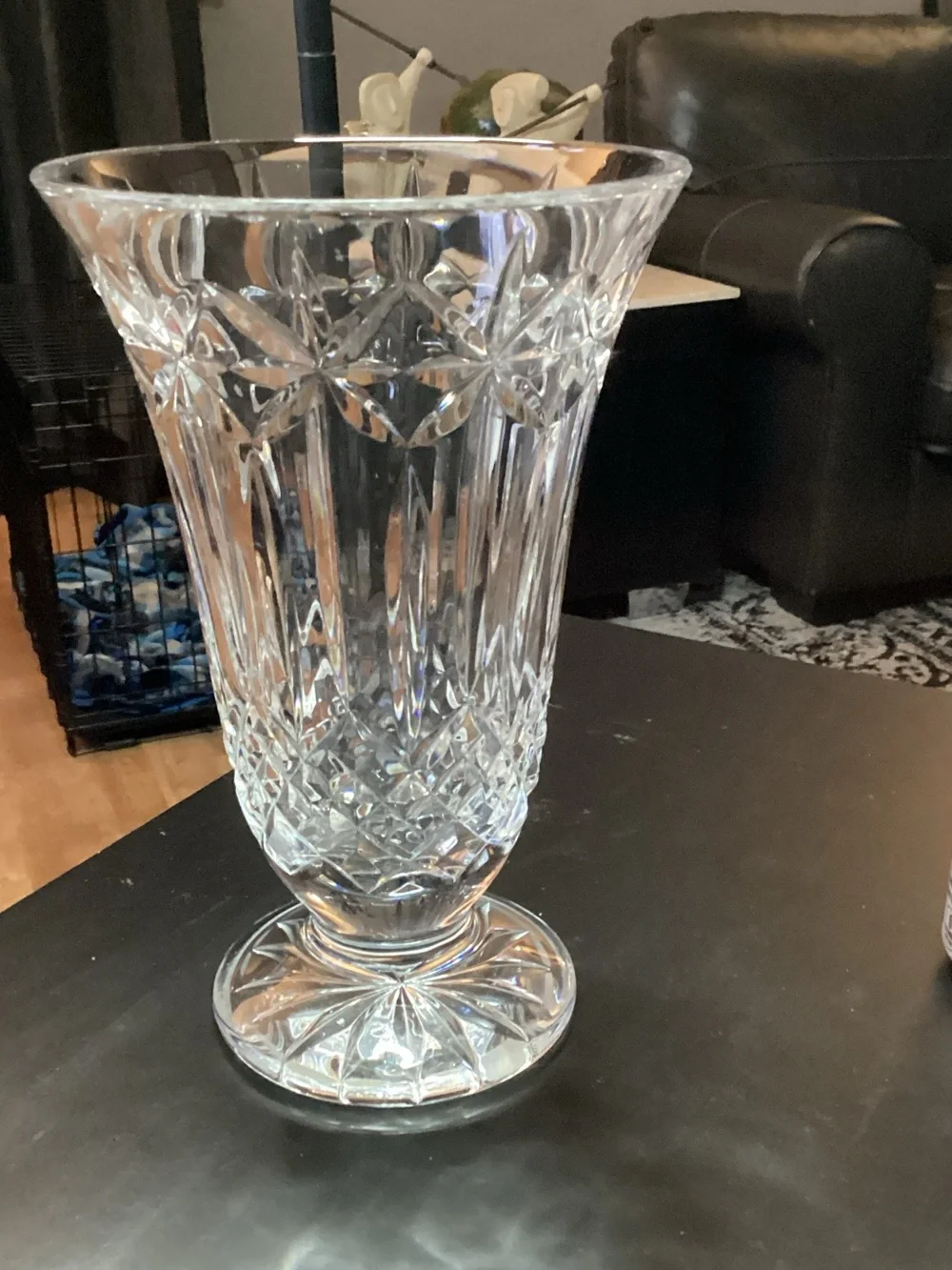 Waterford Starburst Cut Crystal Footed Vase - 10” X 7” - Beautiful Piece